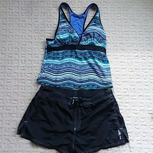 Tankini and swimshorts